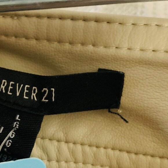 Cream Faux Leather Trousers (KM0065) - Picture 3 of 3